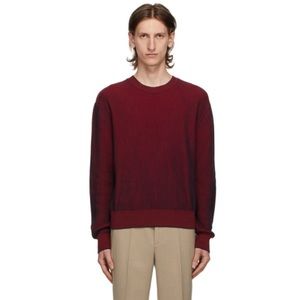 Kenzo Men’s Red and Blue Rib Knit Crew Neck Sweater Size M